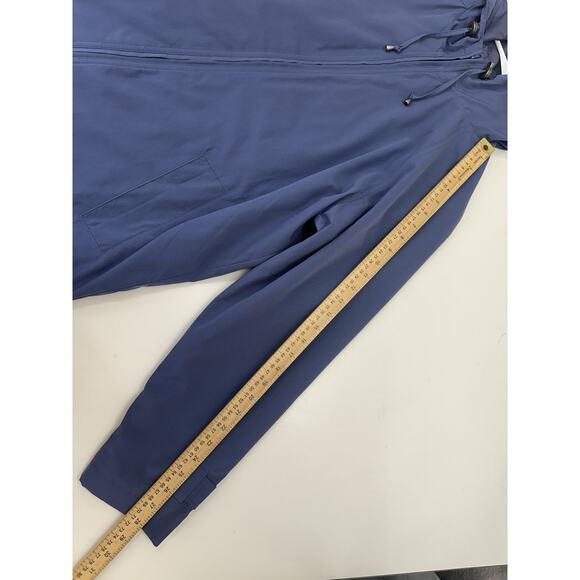 L.L. Bean Womens Jacket Size Petite Large Dark Blue Zip Up Hooded Trench Coat - Picture 10 of 12